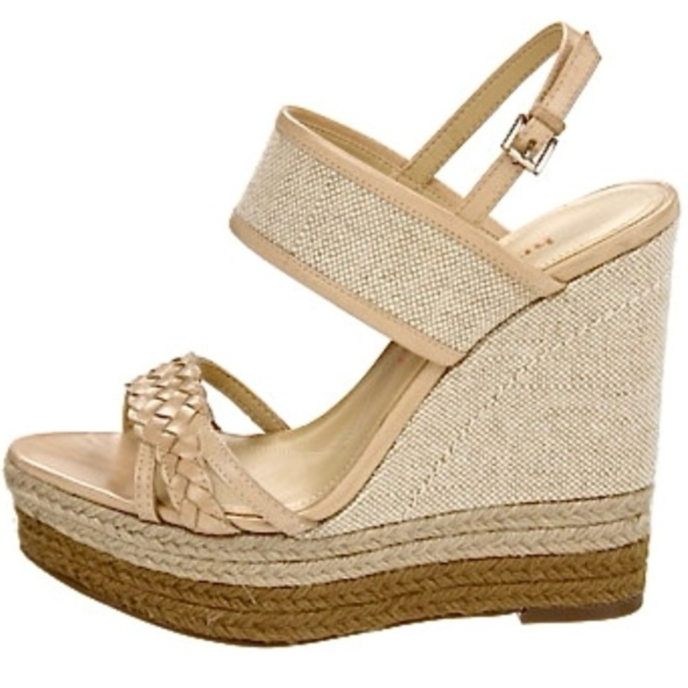LUXURY REBEL  BEIGE PLATFORM WEDGE SANDALS — NEW — SIZE 8